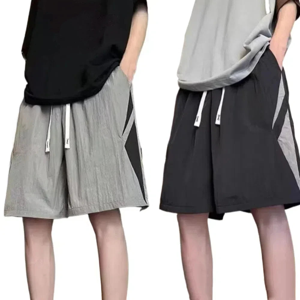 Large Size Loose Casual Thin Shorts High Waist Drawstring Wide Leg Shorts Summer Beach Knee Length Pants Men Badiee Stylez