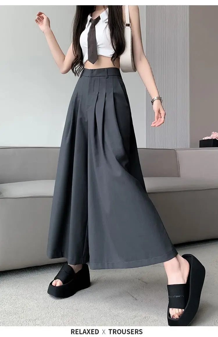 Irregular suit, pants, skirt, female 2024, short, loose, wide leg, big swing pants, high waist, slimming, pleated casual pants Badiee Stylez