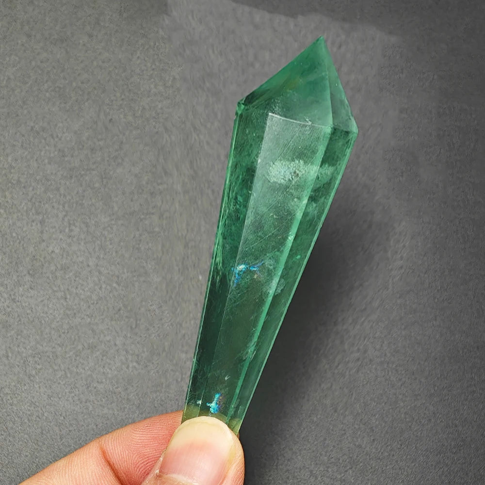 Natural Red Glue Flower Wand White Crystal Tower Home Decoration Rock Quartz Wand Single Point Polished Obelisk Healing Gift Green fluorite hieght 5-7cm 1pc