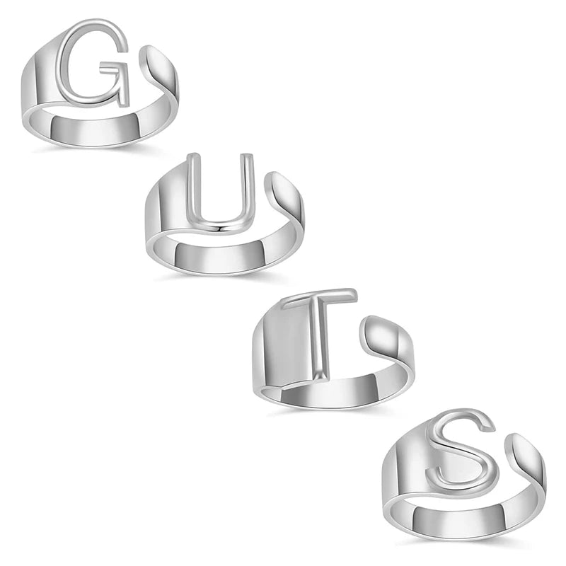 4 PCS Silver Plated Letter G U T S Ring Set Fashion Adjustable GUTS Rings For Women Fans Gifts