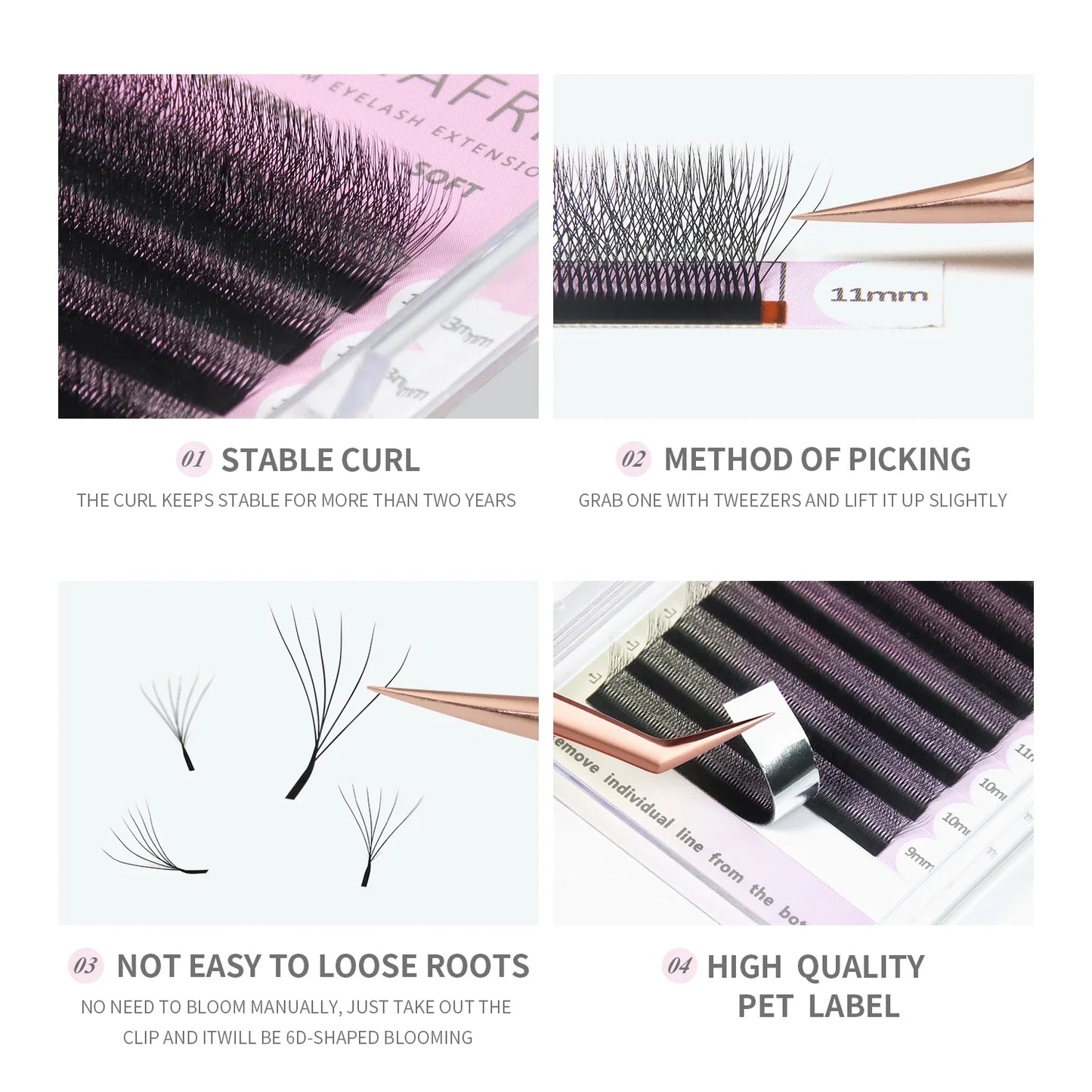 ANNAFRIS W Shape 6D Volume Eyelash Extension False Mink Soft Natural Premade Fans Lash 6D W Shaped Easy Faning Eyelashes