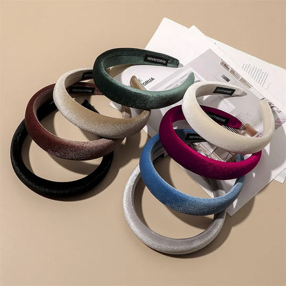 Autumn Winter Soft Velvet Cloth Sponge Padded Hairbands for Women Girls Casual Shopping Face Washing Dress Up Hair Accessories