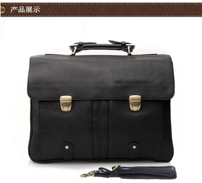 FANCODI Genuine Leather Briefcase men Business Bag Male Portfolio Attache Case Leather 15.6" Laptop Bag Office tote Handbag big