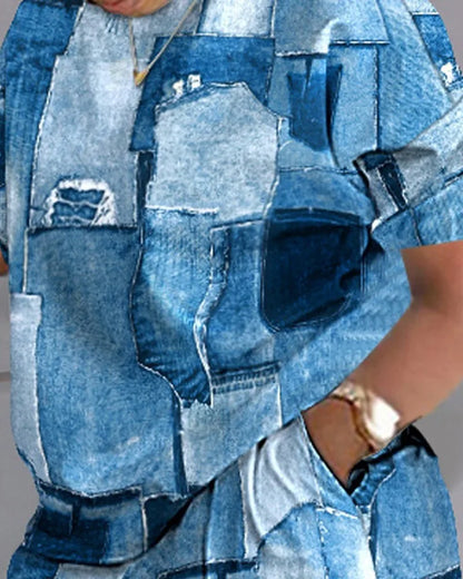 Women Casual Short Sleeve Outfit 2024 Summer Fashion Letter Printed O Neck Pocket Suit Female T Shirt Top Shorts Two Pieces Set