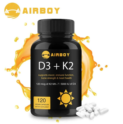 Vitamin D3+K2 Capsules - for Regulate Calcium Metabolism Bone & Heart & Immunity System HealthSupplements