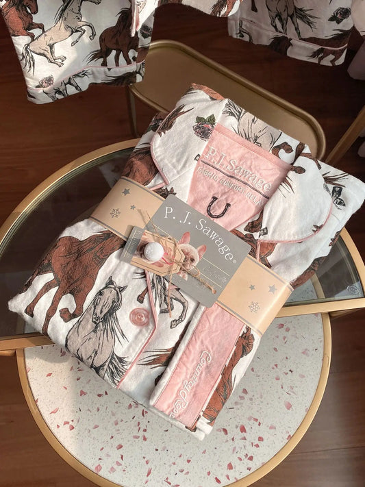 Women's Winter Pyjama Suit Print Long Sleeve Turn Down Collar Female Clothes 100% Cotton Single Breasted Sleepwear for Female