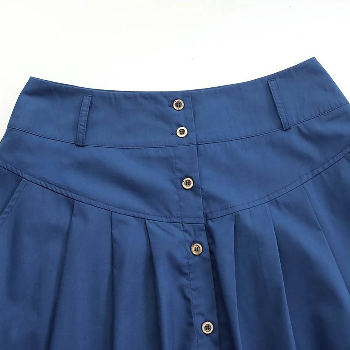 Bed Skirt Full Women's Spring And Summer Casual Loose Solid Color A Line High Waist Skirt With Pocket Buttons Colorful Skirt