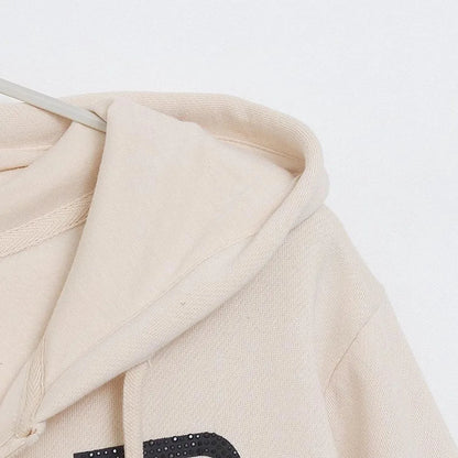 Disneyland Sweatshirt Castle Shining Mickey Disneyworld Letter Glitter Minnie Unisex Couple Women Zip Pocket Hooded Jumper Top