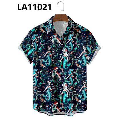 2024 Men's Shirts Creative Panda Printed Short Sleeve Shirt Men Street Summer Hawaii Beach Retro Harujuku For Badiee Stylez