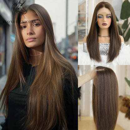 13x6 Lace Front Wig Blonde Wave Synthetic Wigs for Women Daily Party Cosplay Use Heat Resistant Fiber Hair SWLF8001-3BR20 1pc 150%|CHINA|26inches