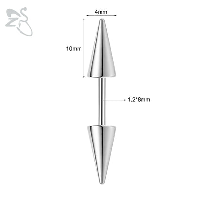 ZS 1 PC 16G Stainelss Steel Eyebrow Ring For Men Women Long Spike Curved Nose Bridge Piercing 3 Colors Cone Lip Labret Piercings Style 1 8X4X10MM