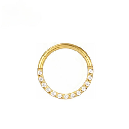 Surgical Steel Nose Rings Hinged Segment Ear Cartilage Tragus Earrings Helix Hoops CZ Septum Clicker Piercing Body Jewelry A-Gold