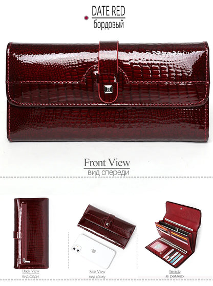 Free Gift Women Leather Wallet Long Ladies 3 Folders Clutch Money Bag Design Purse Fashion AE605-25