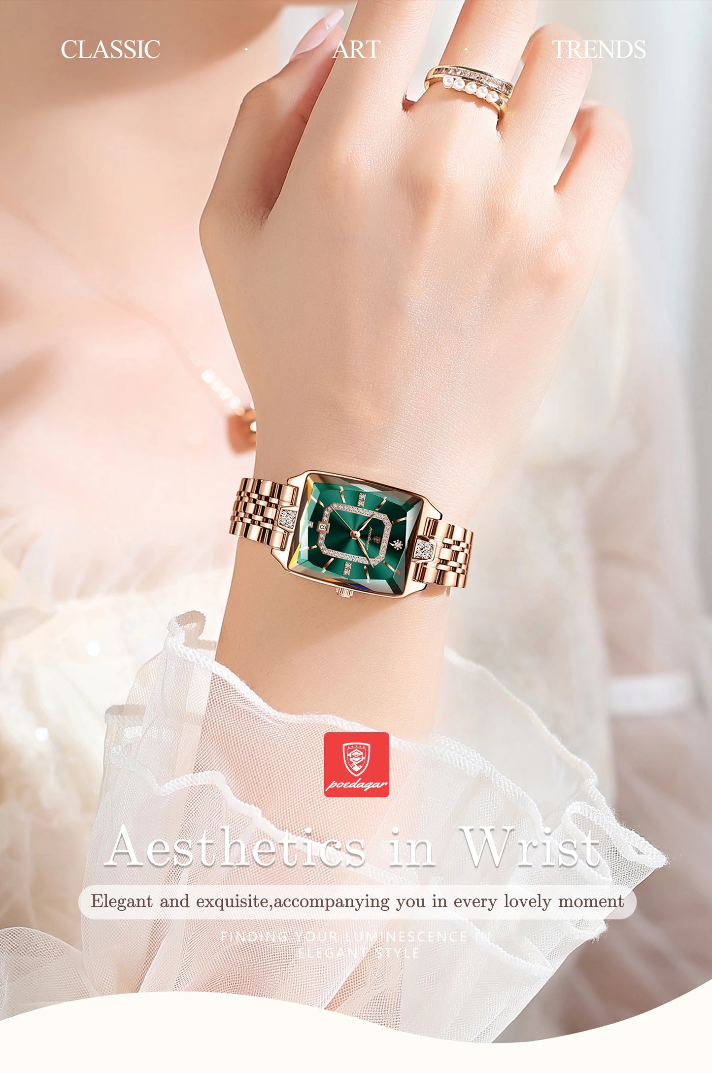 POEDAGAR Luxury Watch For Woman Waterproof Calendar High Quality Ladies Watch Stainless Steel Quartz Women's Watches Elegant+Box