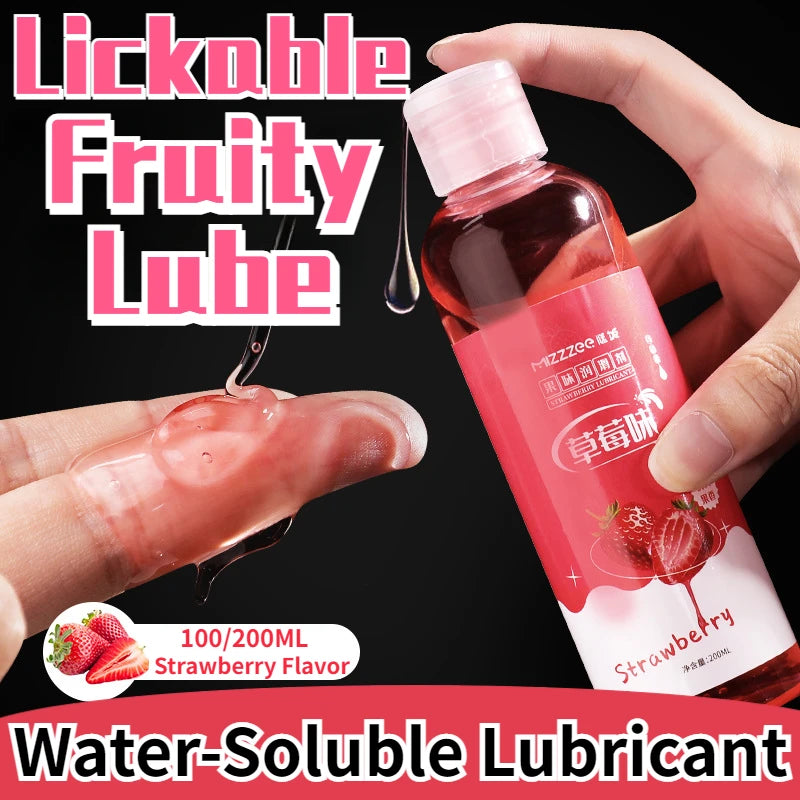 100/200ML Lickable Fruity Flavor Lubricant Oral Sex Strawberry Lubricating Fluid for Adult Sex Toys Vaginal Anal Lubrication 18+