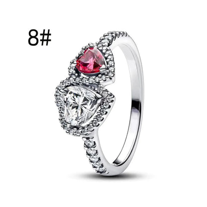 Fine Jewelry Pink Shining Bow Set Ring Earrings Bracelet Necklace Zircon Original 925 Sterling Silver DIY Women DIY Birthdy Gift AMR017-8