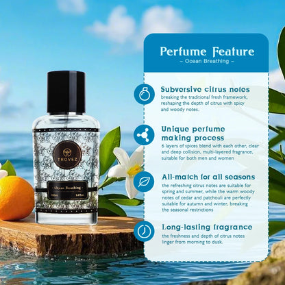 TROVEZ Ocean Breathing 100ml Perfume Elegant Fresh Fragrance Citrus Tone Unisex Perfume Long-lasting Scent Body Spray Scent Gift - Badiee Stylez