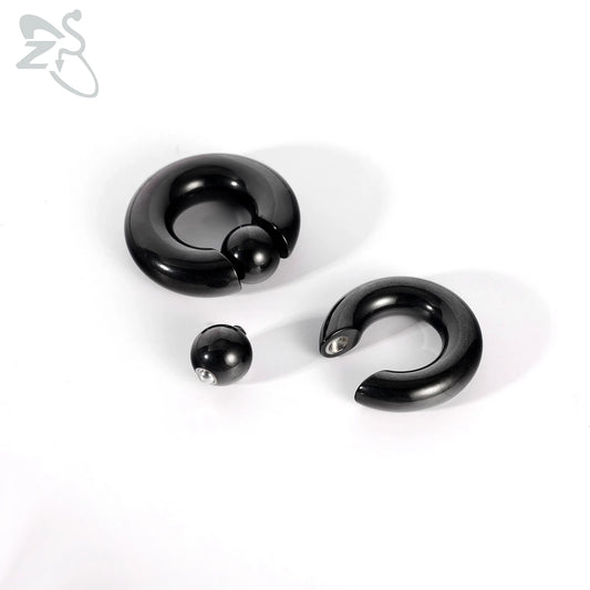 ZS 1 Piece 2/4/6/8G Black Color Stainelss Steel Horseshoe Nose Ring Men Punk Large Gauge Piercings Ear Expander Septum Piercing