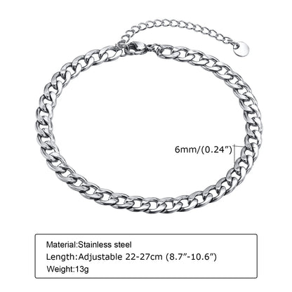 Waterproof Stainless Steel Cuban Wheat Chain Anklet Bracelets for Men, Summer Holiday Beach Foot Gifts Jewelry,Length Adjustable Badiee Stylez