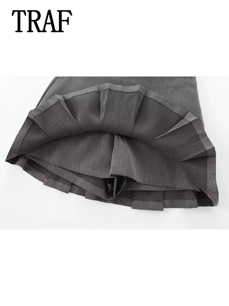 Women Pleats Short Skirts 2024 New Fashion Women Shorts Skirt Woman Mid-Waist Mini Skirts Casual Summer Skort