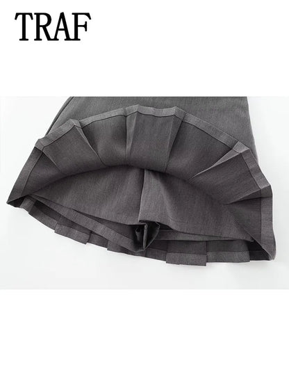 Women Pleats Short Skirts 2024 New Fashion Women Shorts Skirt Woman Mid-Waist Mini Skirts Casual Summer Skort