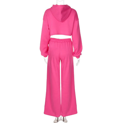 Leosoxs Women Casual Two Piece Pants Set Y2K Long Sleeve Mini Sweatshirt Cardigans Hoodies Tops+ Pant Tracksuits Fashion Winter