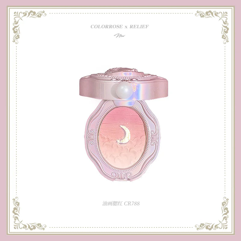 Colorrose Embossed Powder Blush Blue Genuine Nude Makeup Natural Party Blusher Shimmer Pearlescent Highlight Eyeshadow 788