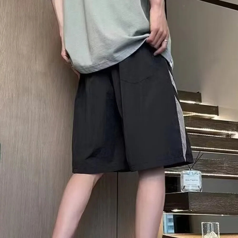 Large Size Loose Casual Thin Shorts High Waist Drawstring Wide Leg Shorts Summer Beach Knee Length Pants Men Badiee Stylez