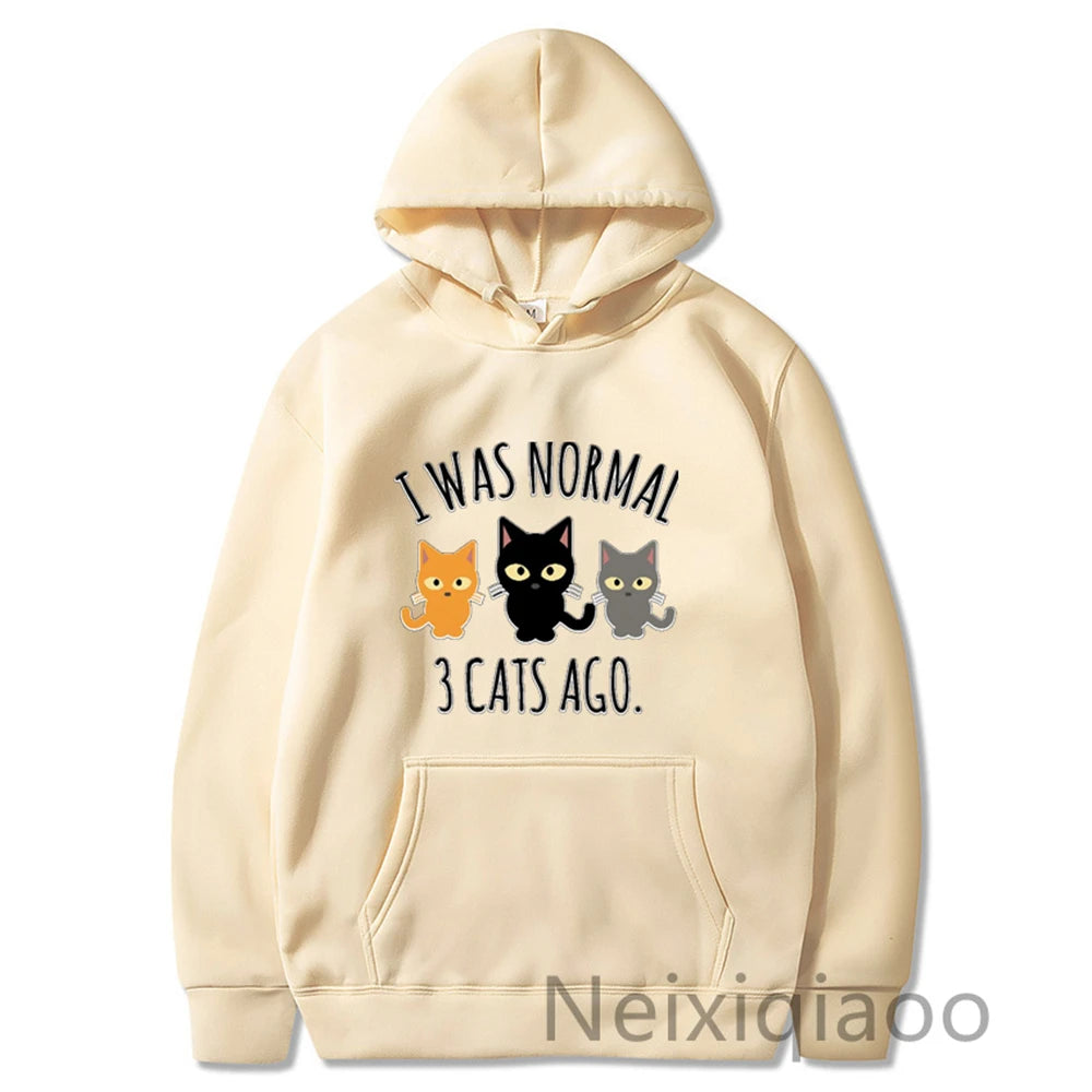 Plus Size I Was Normal 3 Cats Ago Women Men Cute Sweatshirt Fashion Autumn Winter Hip Hop Street Fleece Pullovers Hoodies JIT171(j0020477)k