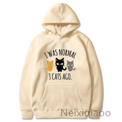 Plus Size I Was Normal 3 Cats Ago Women Men Cute Sweatshirt Fashion Autumn Winter Hip Hop Street Fleece Pullovers Hoodies JIT171(j0020477)k