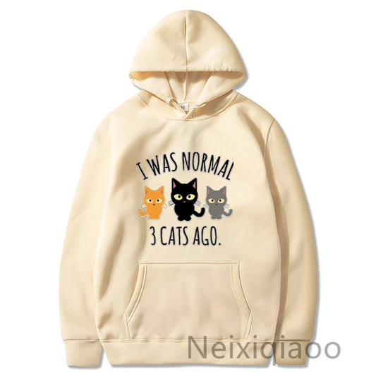 Plus Size I Was Normal 3 Cats Ago Women Men Cute Sweatshirt Fashion Autumn Winter Hip Hop Street Fleece Pullovers Hoodies JIT171(j0020477)k