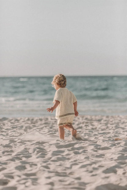 2025 Summer New Baby Short Sleeve Hollow Knit Cardigan Solid Infant Girl Coat Cotton Toddler Boys Knitted Jacket Kids Clothes