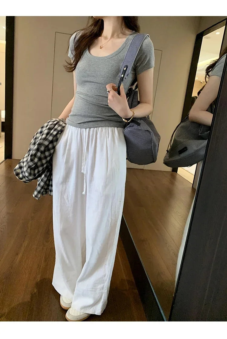 Femme 2025 Summer Casual Cotton T Shirt For Women Short Sleeve Tshirts Fashion Womens Clothing Slim Basic O Neck Y2K Tee Shirt