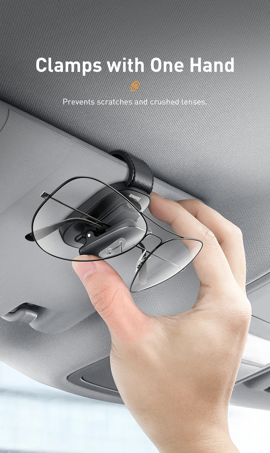 Baseus Car Eyeglass Storage Clip Sun Visor Sunglasses Holder for Auto Card Ticket Stand Interior Accessories Car Eyeglass Holder