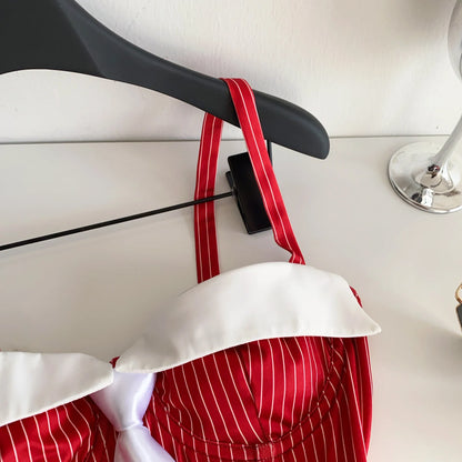 SINGREINY Summer Corset Stripe Tank Top Women Tie Strapless Chic Backless Hotsweet Camis 2025 Streetwear Club Sexy Mini Top