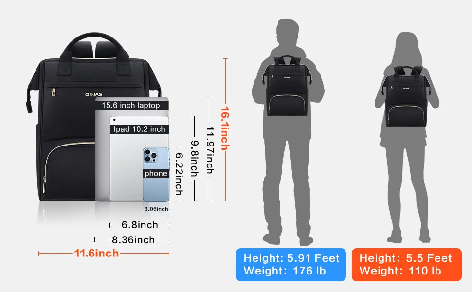 OIWAS Lunch Backpack for Women 15.6 inch Laptop Backpack Insulated Cooler Backpack with USB Port Men Travel Work Picnics Hiking