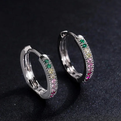 Crystal Cubic Zirconia Lymphatic Drainage Earrings Colorful Crystal Hoop Earrings Weight Loss Slimming Earrings Fashion Jewelry