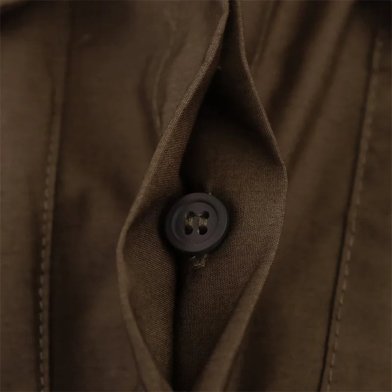 Women's Dress Fall 2025 New Solid Color Long Sleeve Shirt Style A-Pendulum Dress Belt Decoration Casual Fashion Personality Badiee Stylez