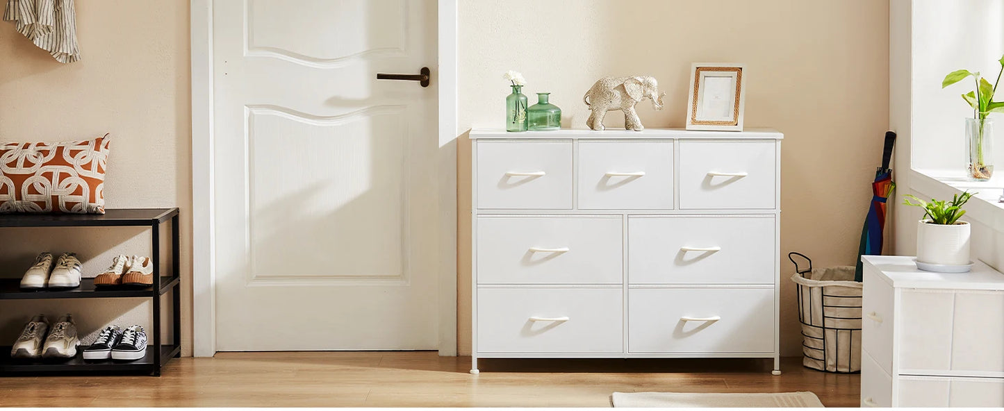 JHK Wardrobes For Bedroom With 5/7/10 White Lover Fabric Drawers Chest Wardrobe Closet For Storage Cabinet Bedroom Of Furniture - Badiee Stylez