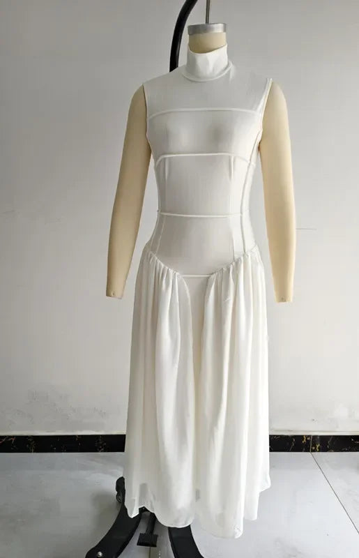 Fashion Women Ruched Side Sleeveless Pleated Maxi Dress 2025 Holiday Birthday Sexy Night Club Party Street Long Dresses