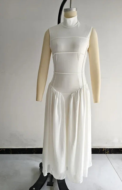 Fashion Women Ruched Side Sleeveless Pleated Maxi Dress 2025 Holiday Birthday Sexy Night Club Party Street Long Dresses