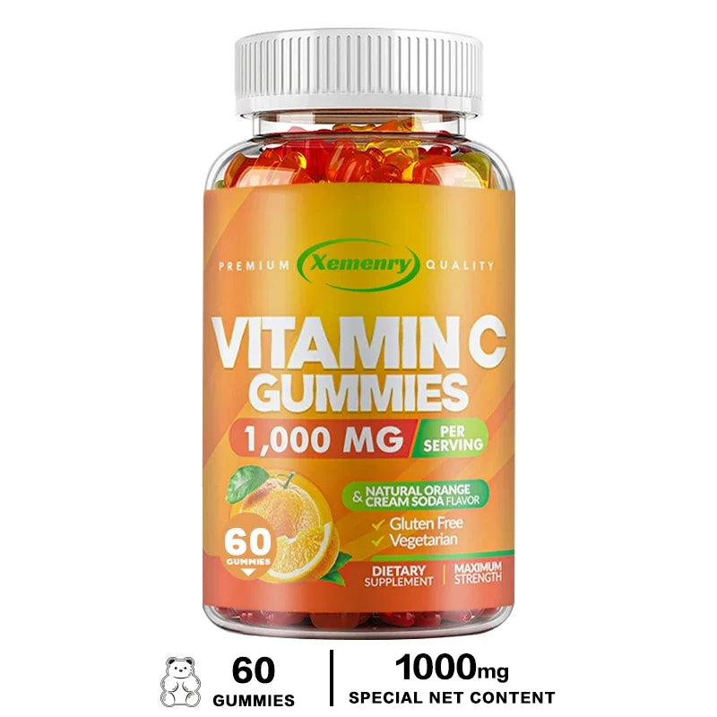 Premium Vitamin C Gummies - Promotes Collagen Production, Antioxidant, Support Skin Glow, Heart Support, Immune 60 Gummies