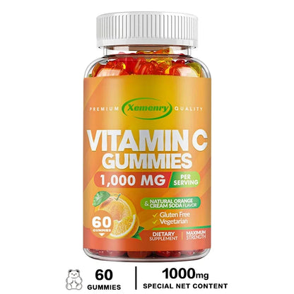Premium Vitamin C Gummies - Promotes Collagen Production, Antioxidant, Support Skin Glow, Heart Support, Immune 60 Gummies