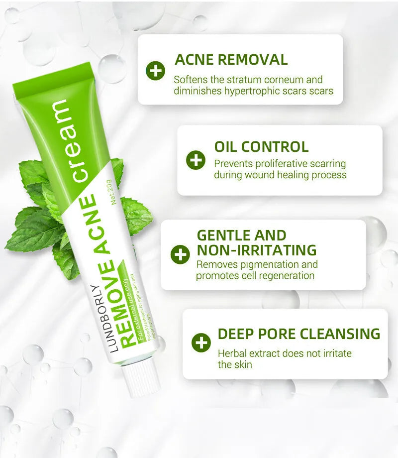 Natural Herbal Face Cream 20g Acne Cream with Salicylic Acid Oil Control Moisturizing Fading Acne Marks Gentle Non Irritating