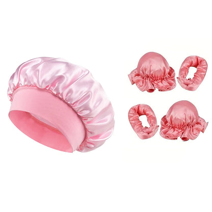 No Heat Hair Curler And Satin Sleeping Cap Set Heatless Hair Curling Headband Hair Claw Clip Hair Rings Soft Sleeping Hat Salon Badiee Stylez