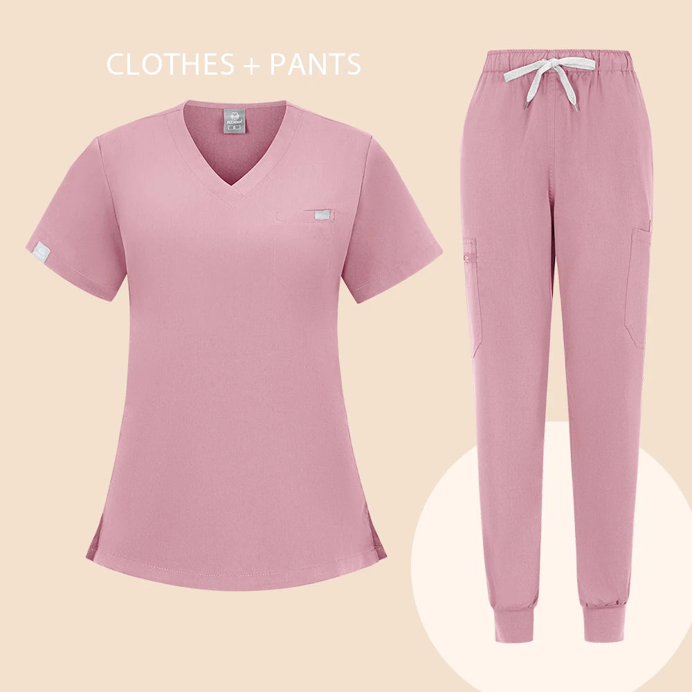 HZMNOI Thick Highquality Suit Unisex Pharmacy Nursing Hospital Doctor's Work Clothes Dental Clinic Beauty Salon Surgical Clothes Badiee Stylez