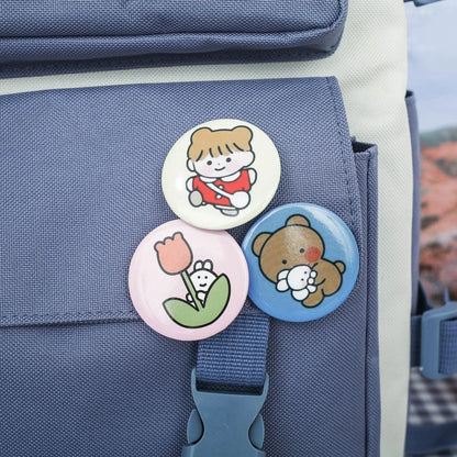 Four Piece Set of Student Backpack for Women in Korean Version Casual Canvas High School Campus with Large Capacity