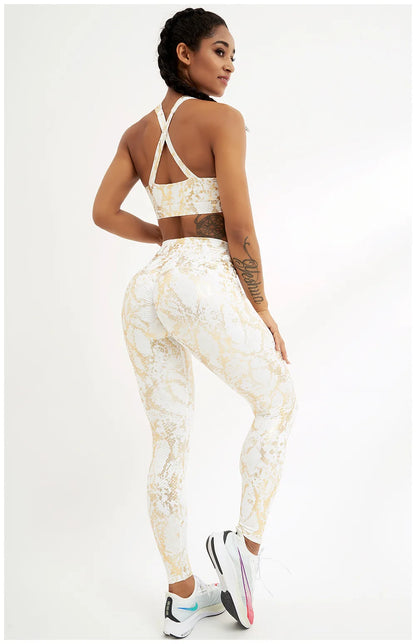 Snake Printed Yoga Pants Gilded Stretch Buttocks Sexy Casual Skinny Pants For Women High Waist Elastic Fitness Sporty Leggings
