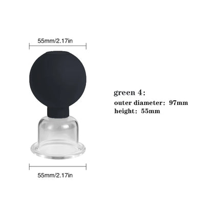 Face Massager Vacuum Cupping Cups Rubber Head Glass Cup Face Skin Care Anti Wrinkle Face Cupping for Beauty Face Care Tool Black - 4