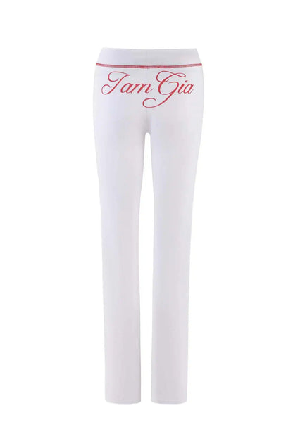 slim fit shoulder floral print bright line design slim fit hooded zipper short jacket pants for women white pants